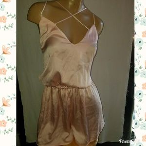 Pink satin Romper